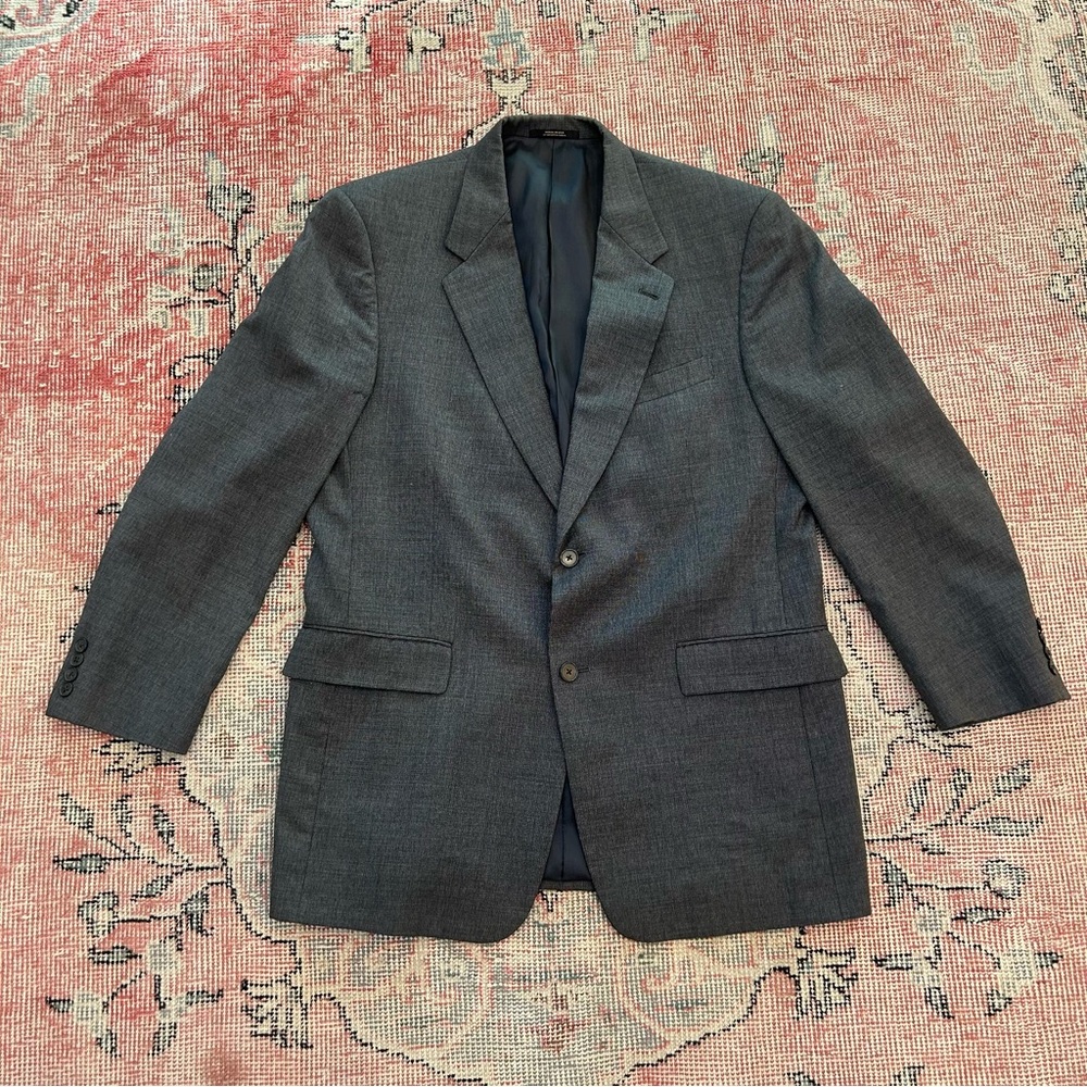 Hart Schaffner Marx Mens 44R Gray Blazer Sport Coat Made USA Jacket 2 Button